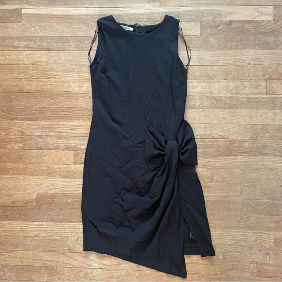 Katherine Barclay women's black sleeveless zip back dress with bow size 6 B7 - Picture 1 of 5